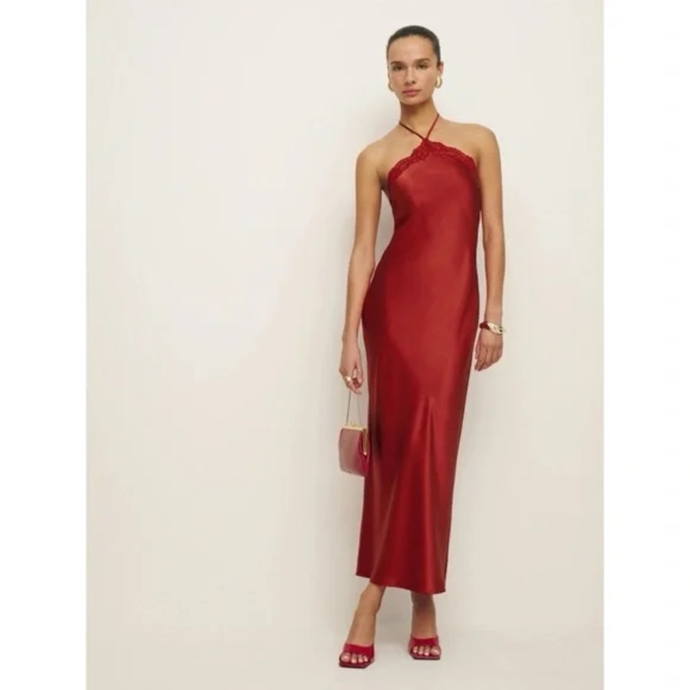 Reformation Red Aara silk dress with tags